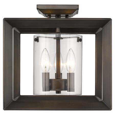 Golden Semi-Flush (Low Profile) (Gunmetal Bronze & Clear Glass) 2073-SF12 GMT-CLR